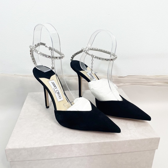 Jimmy Choo Saeda Suede Crystal Pump - Picture 7 of 11